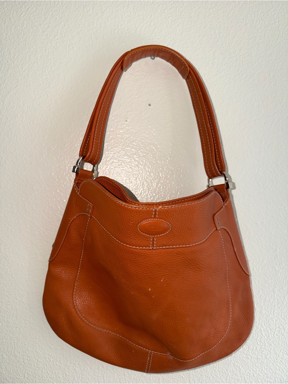 Tod's Burnt Orange Leather Hobo Bag
